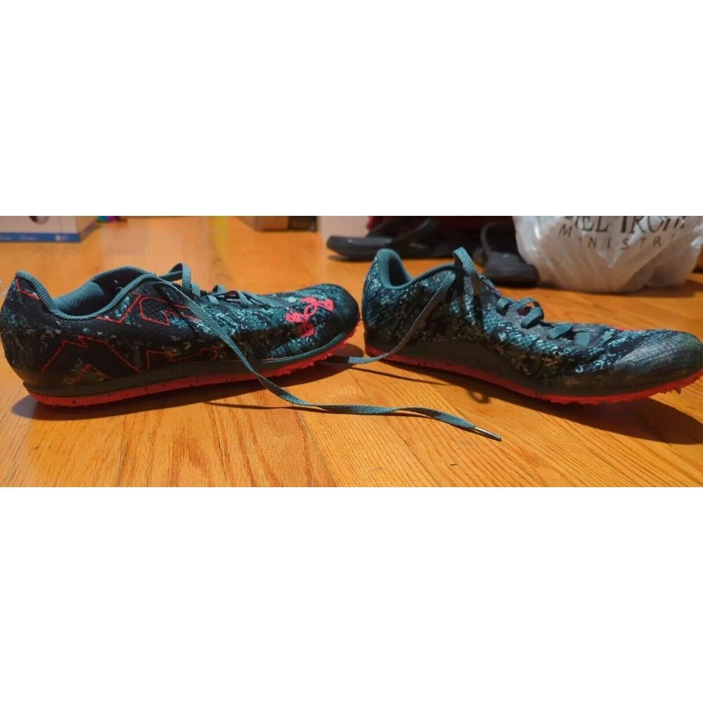 Men 10/ Women's 11.5 - Under Armour Spike Low‎  Blue Black Pink/Salmon - Picture 6 of 8